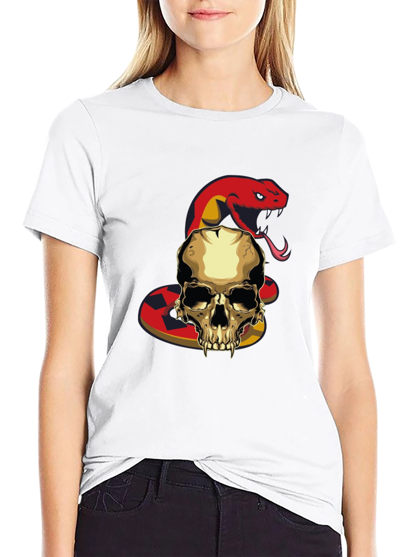 Skull and Snake Graphic T-Shirt