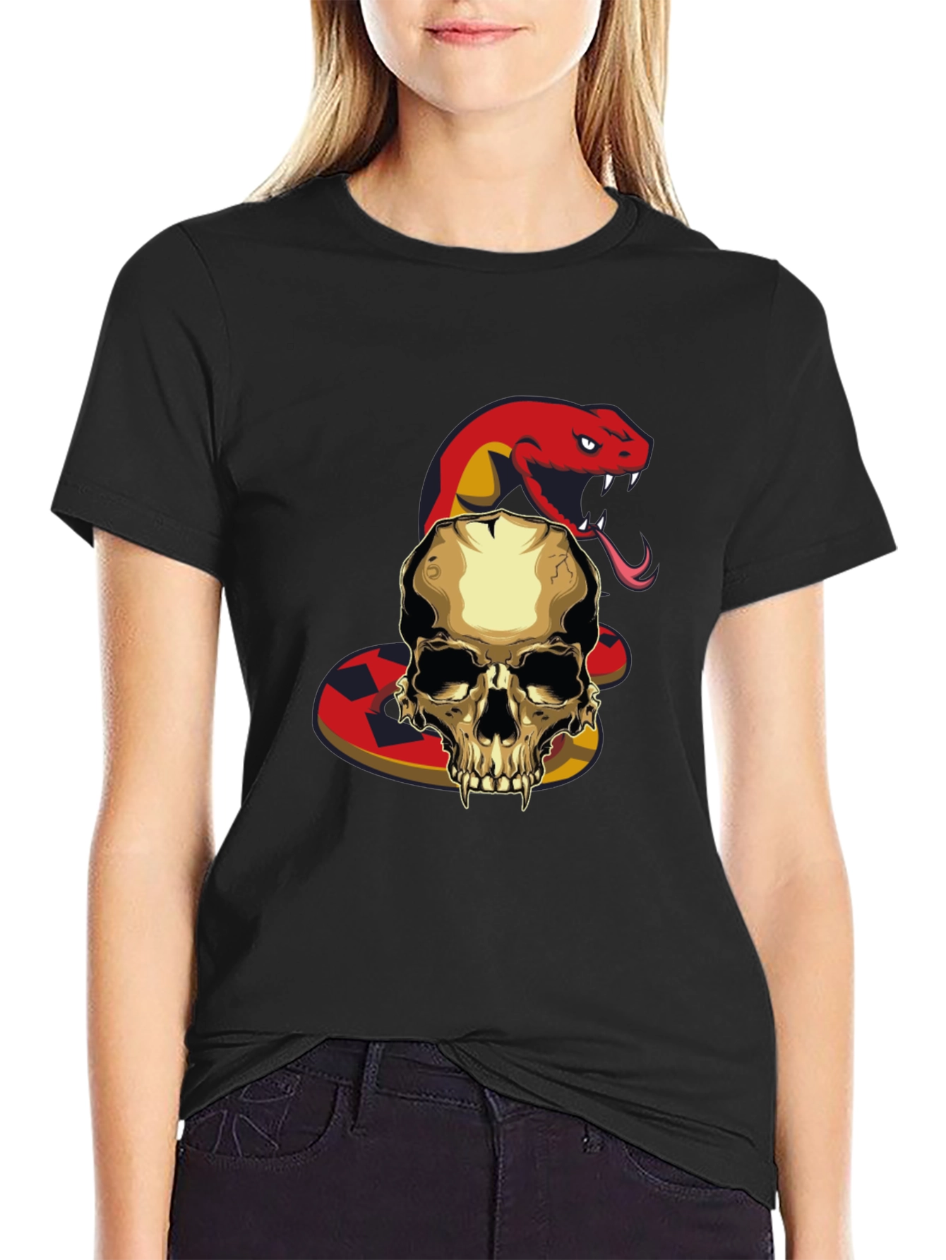 Skull and Snake Graphic T-Shirt