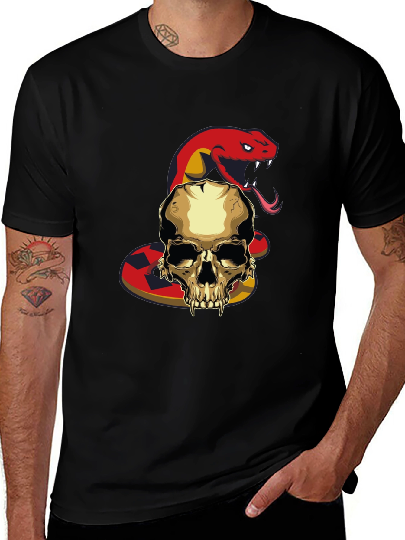 Skull and Snake Graphic T-Shirt