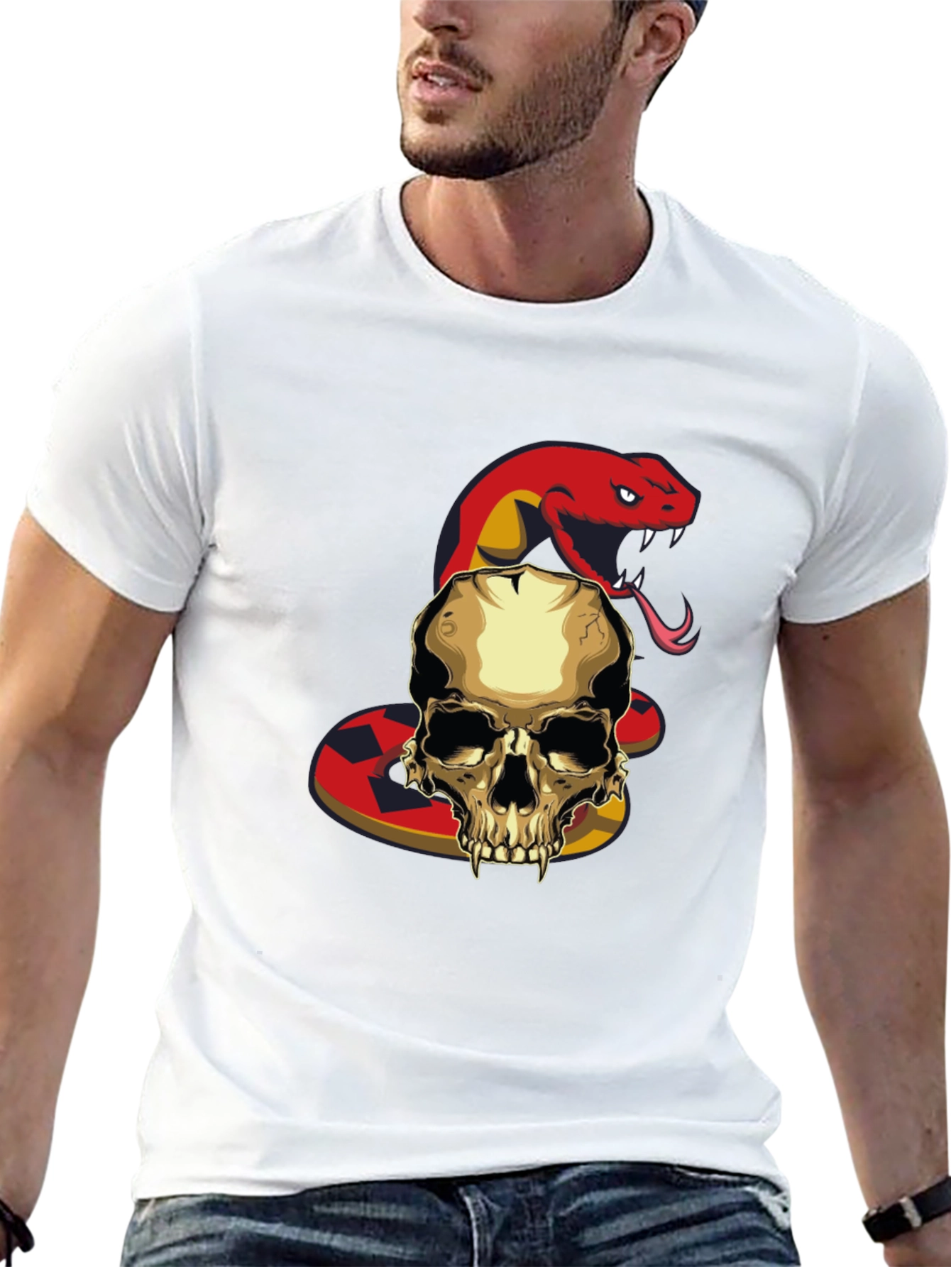 Skull and Snake Graphic T-Shirt
