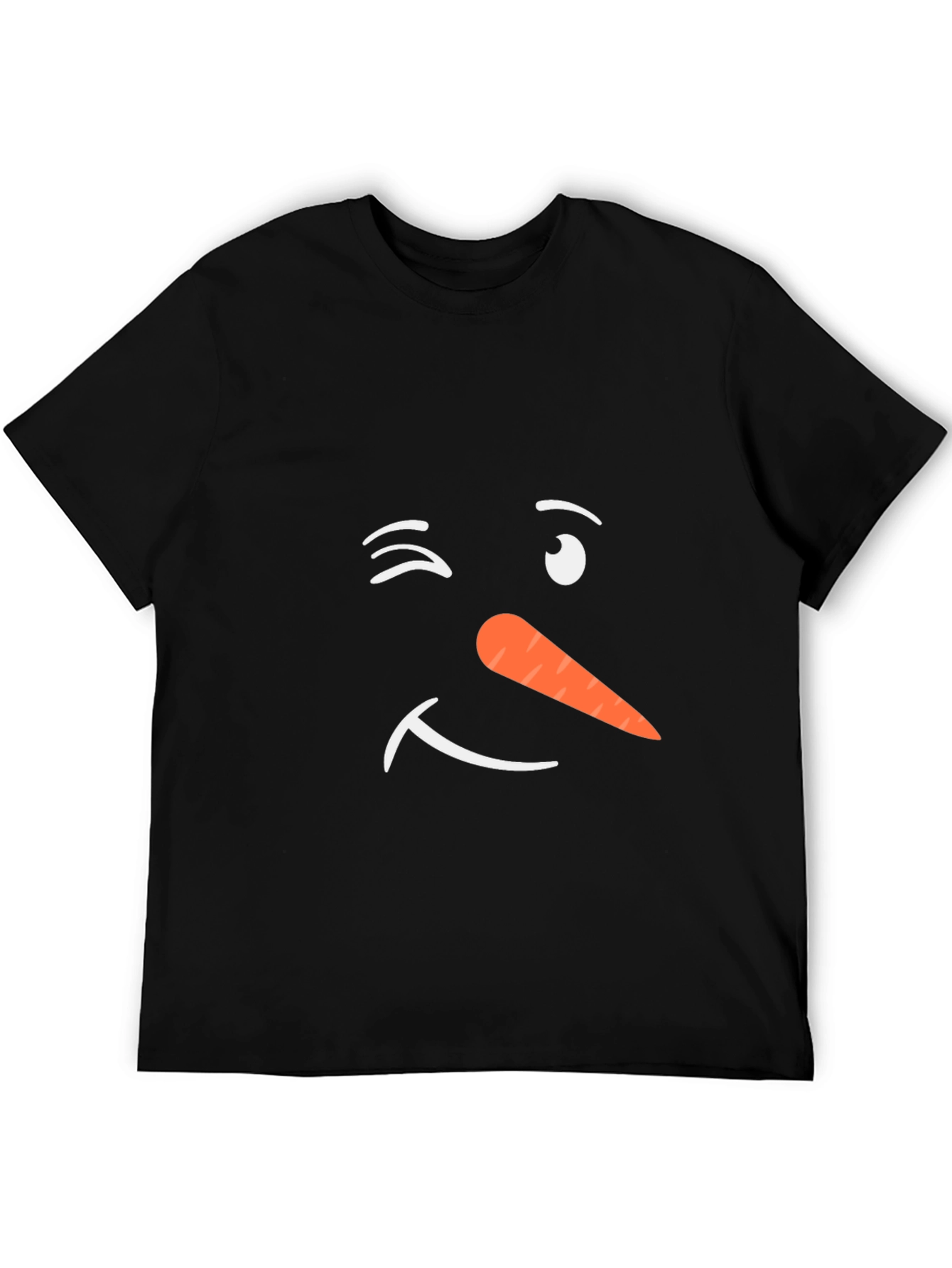 Winking Snowman Face Black T-Shirt