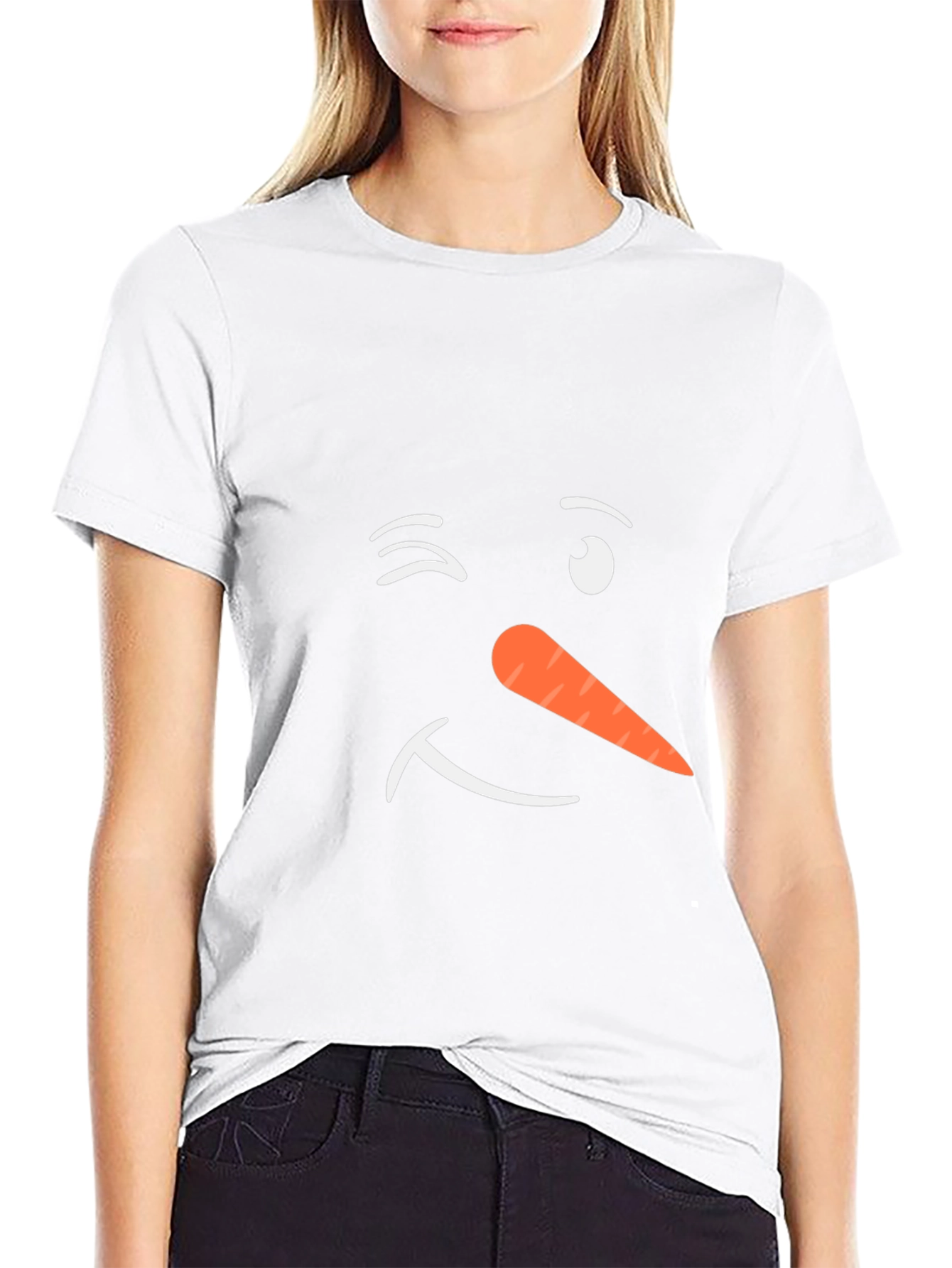 Winking Snowman Face Black T-Shirt