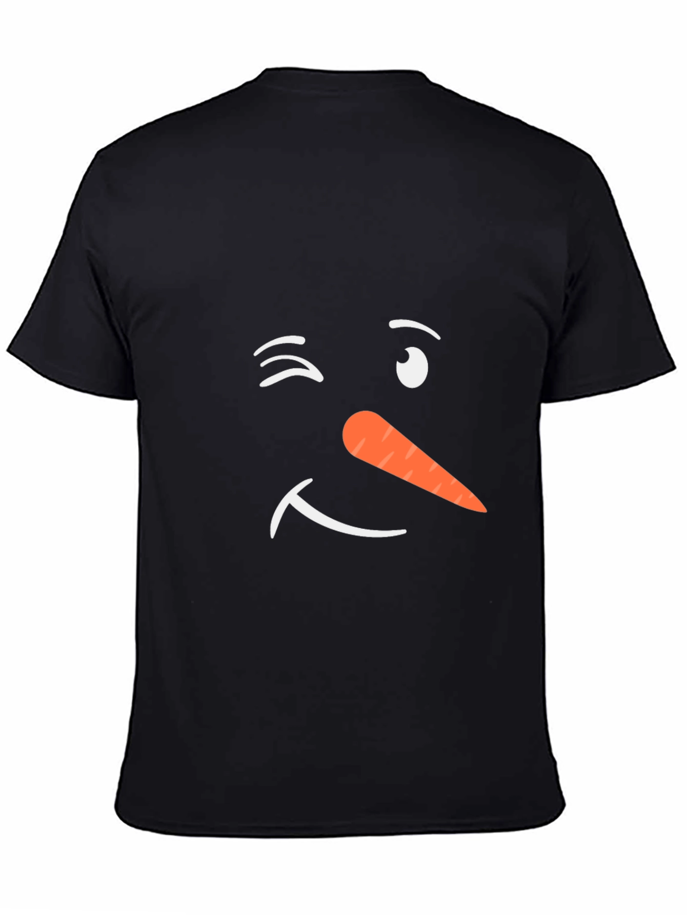 Winking Snowman Face Black T-Shirt