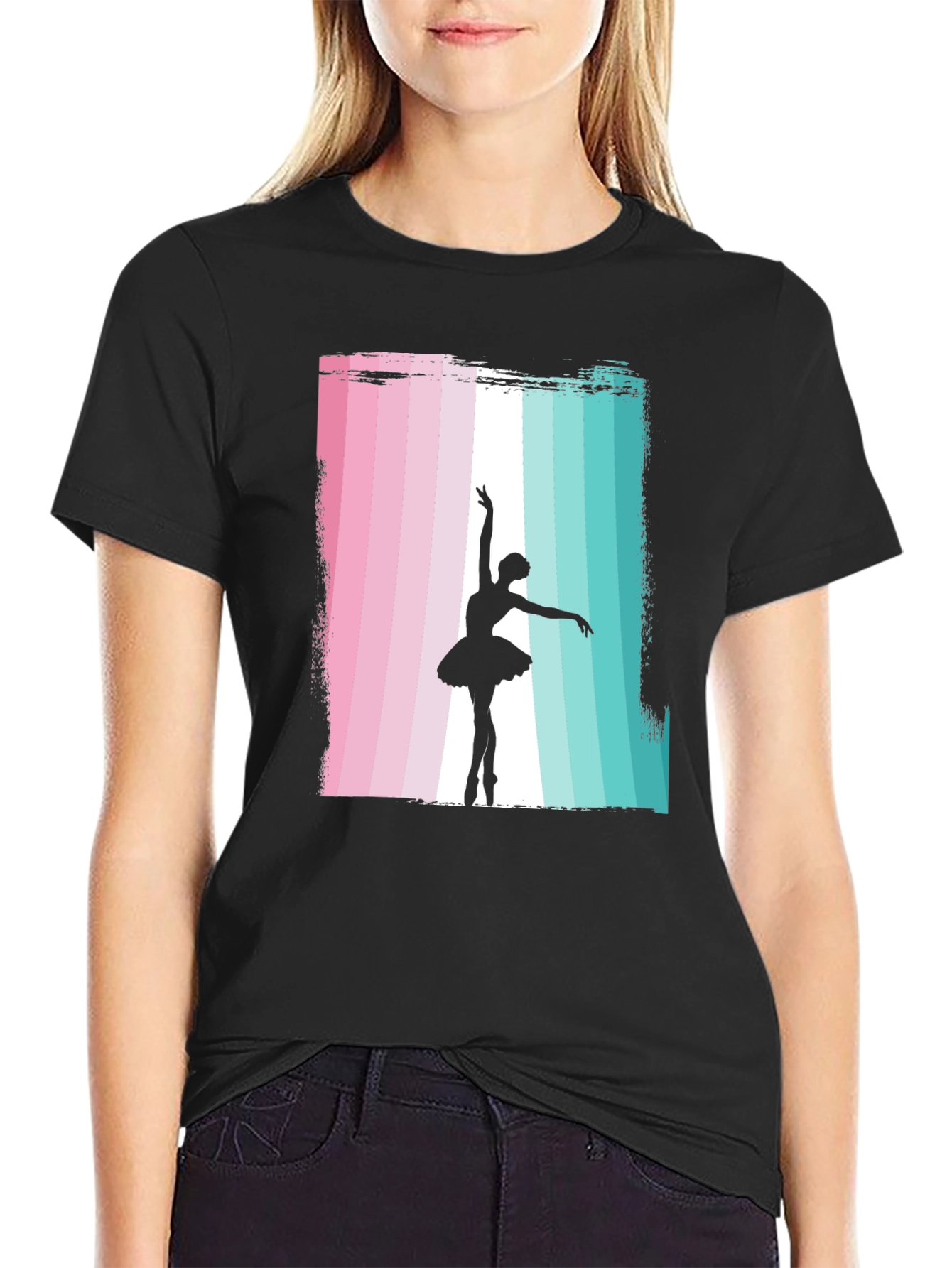 Ballerina Silhouette Graphic Tee - Stylish Dance Shirt