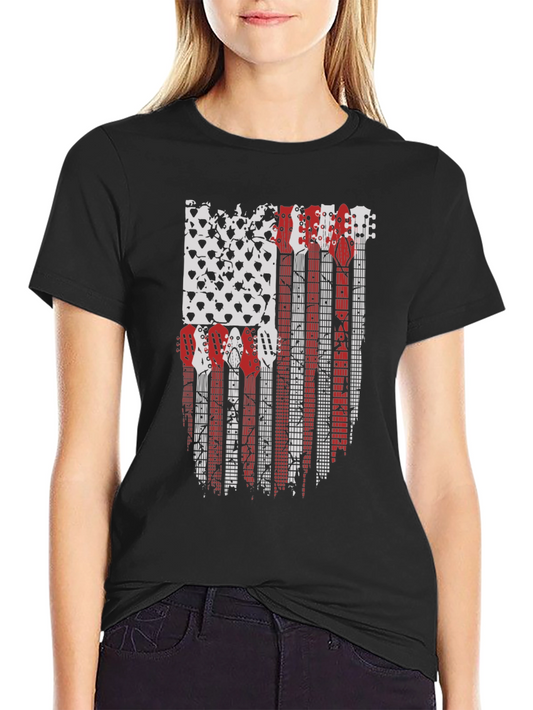Guitar American Flag Graphic T-Shirt