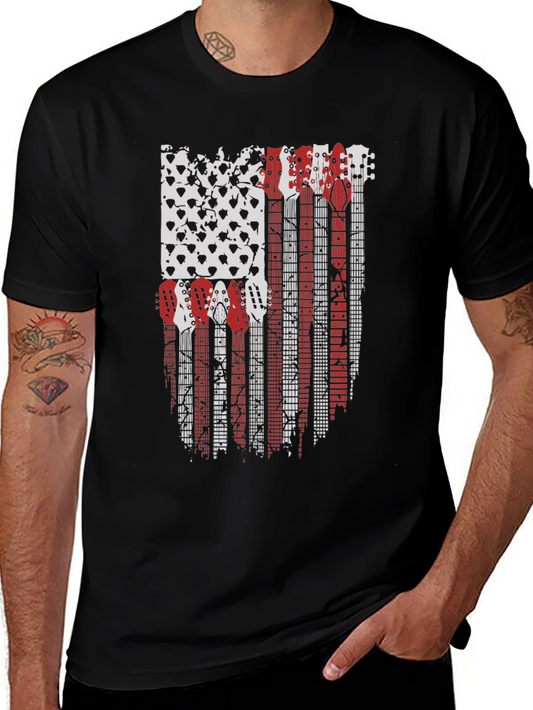 Guitar American Flag Graphic T-Shirt