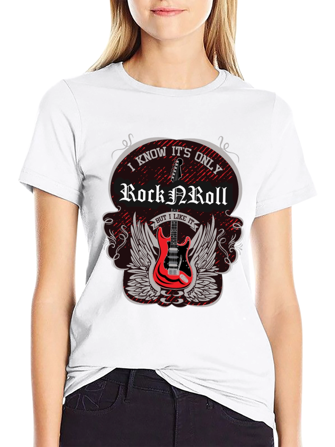 Rock N Roll Guitar Graphic Tee - Black