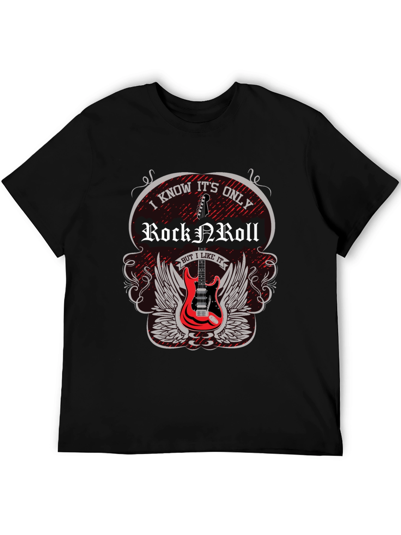 Rock N Roll Guitar Graphic Tee - Black