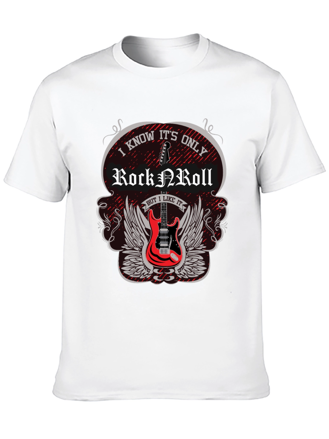 Rock N Roll Guitar Graphic Tee - Black