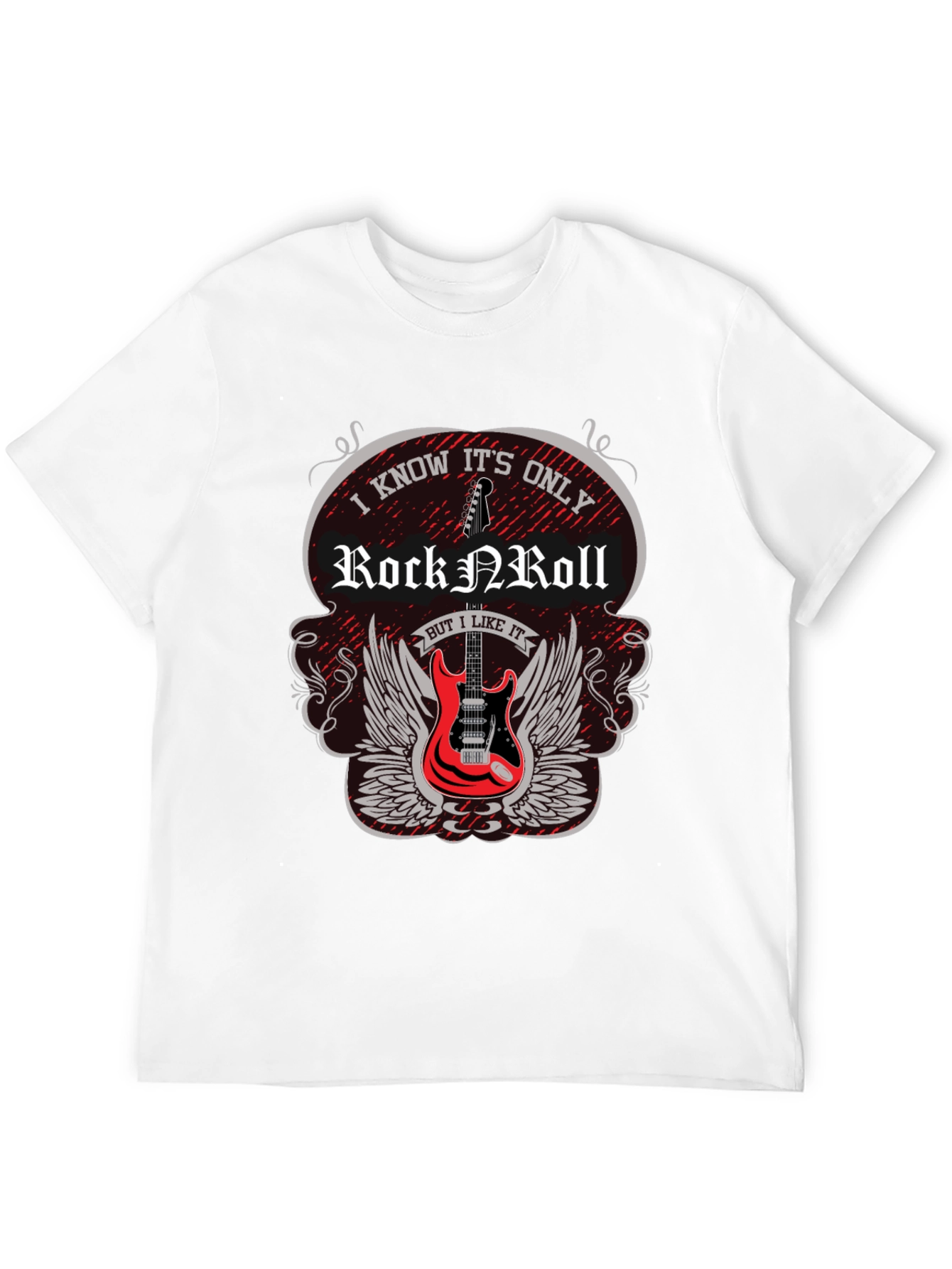 Rock N Roll Guitar Graphic Tee - Black