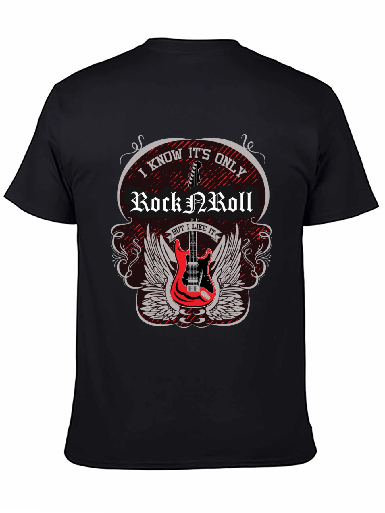 Rock N Roll Guitar Graphic Tee - Black