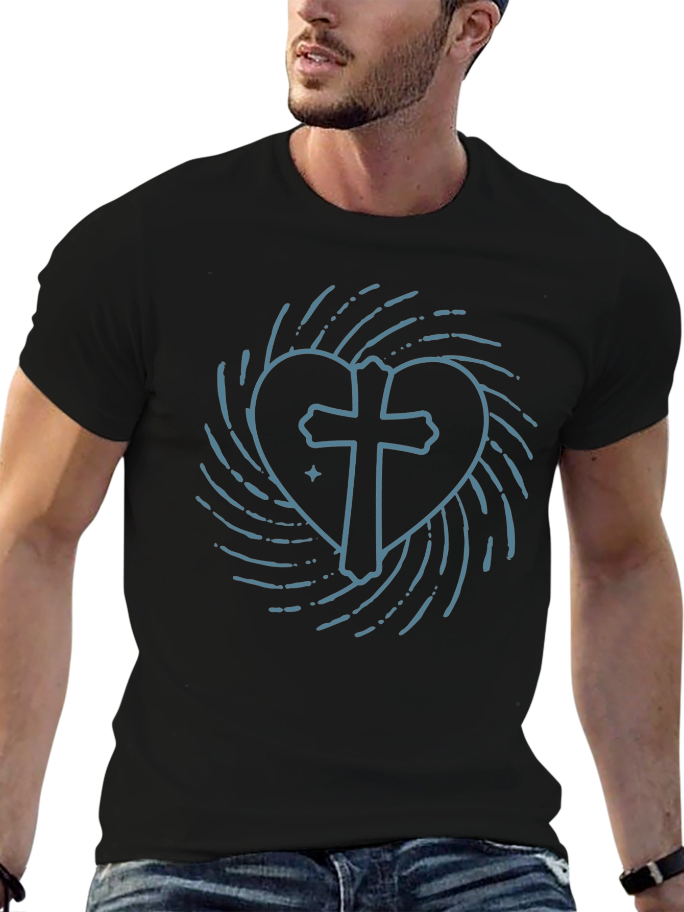 Cross Heart T-Shirt - Stylish Christian Apparel