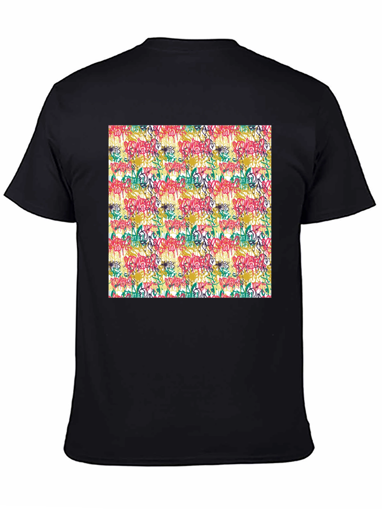 Graffiti Print Black Crew Neck T-Shirt