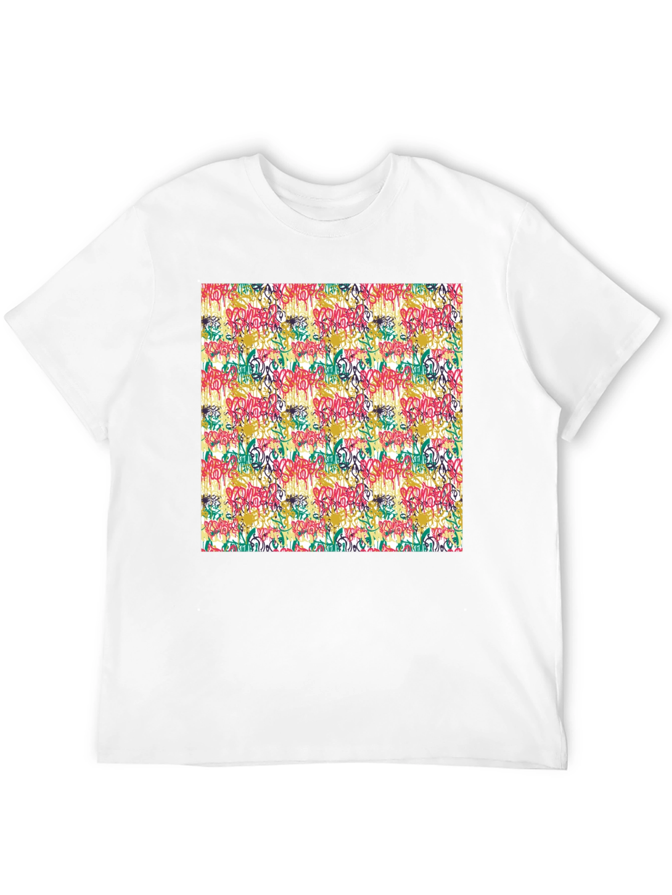 Graffiti Print Black Crew Neck T-Shirt