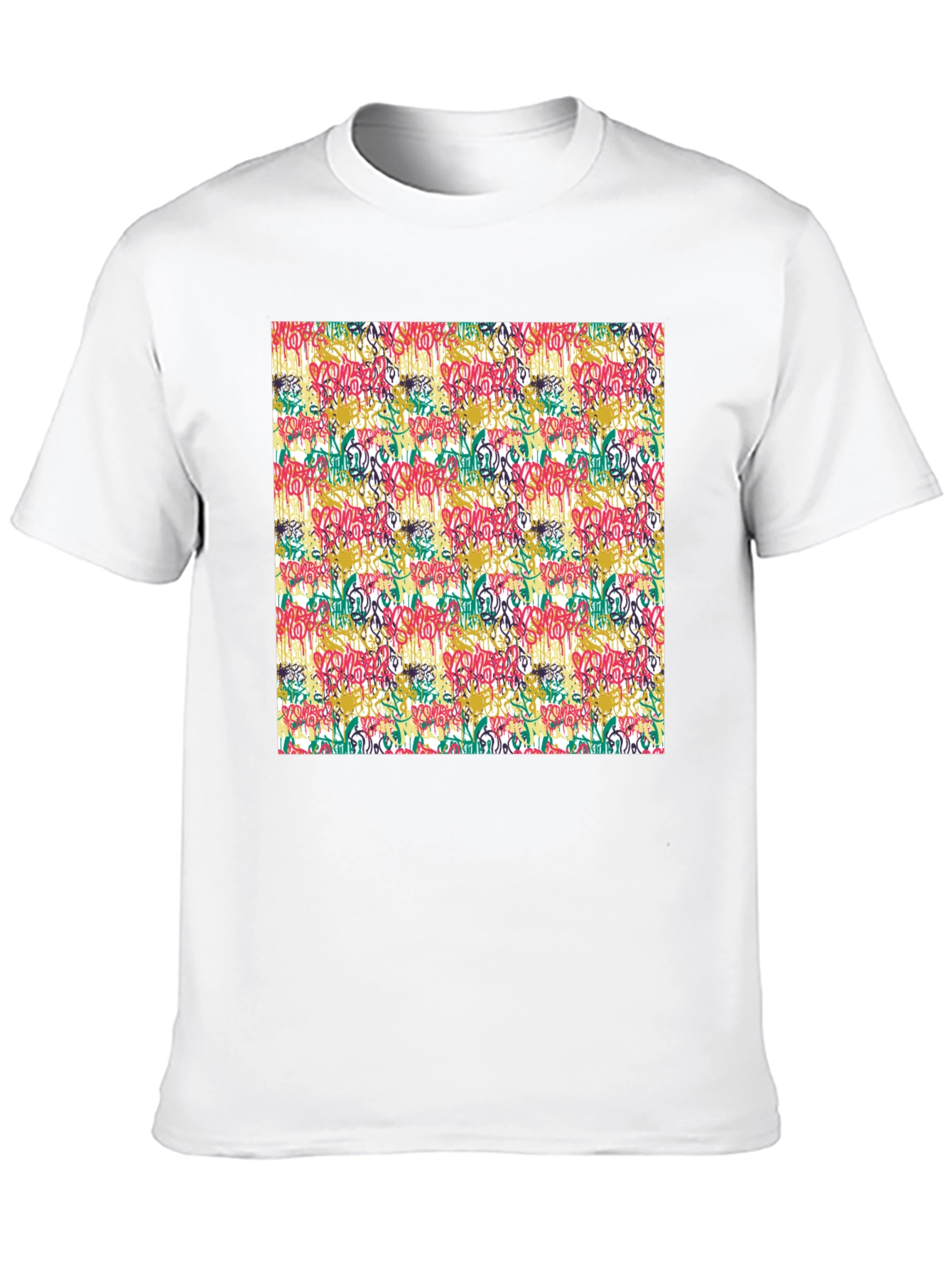 Graffiti Print Black Crew Neck T-Shirt