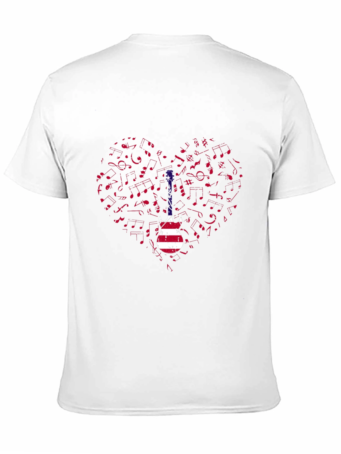 Patriotic Guitar Heart Music Notes Graphic Tee