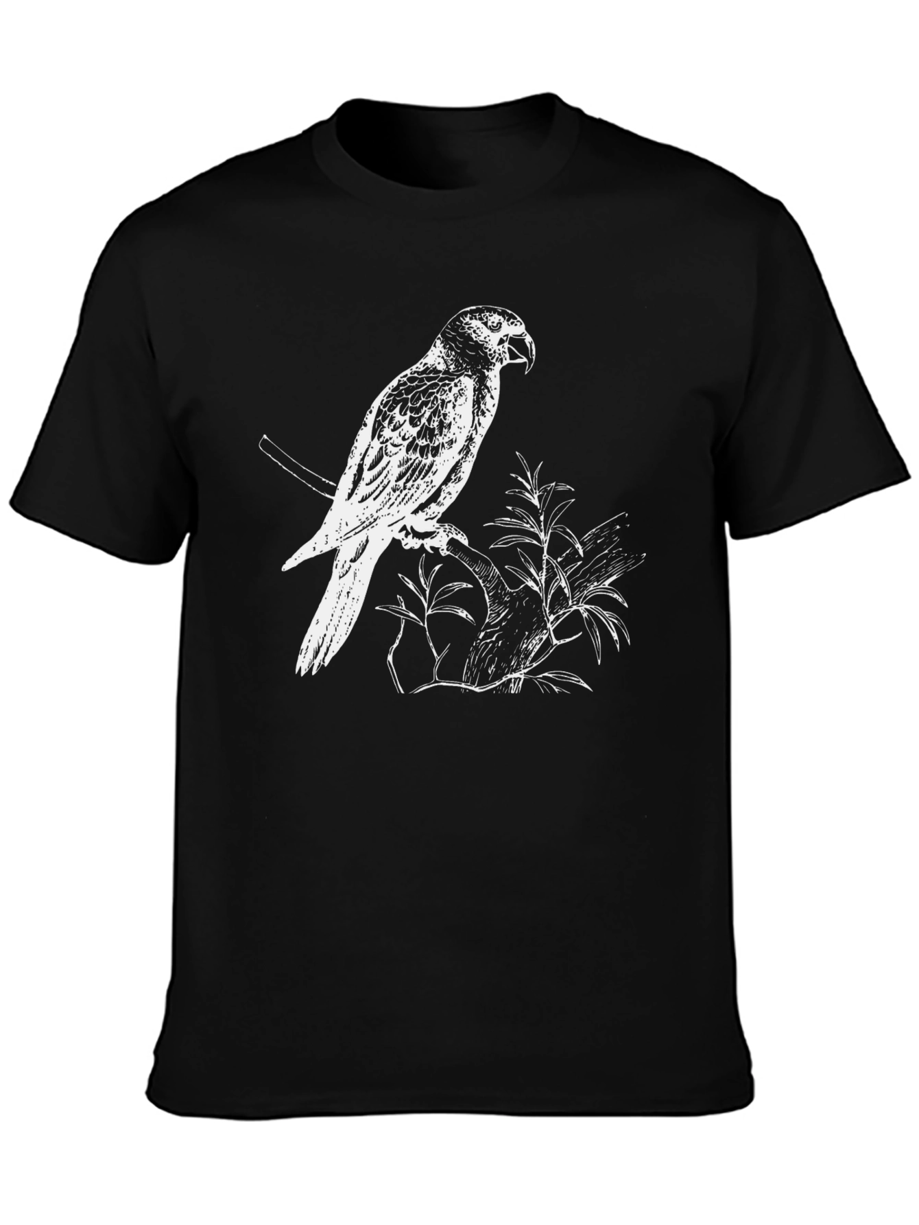 Parrot Graphic Tee - Black Cotton Casual Shirt