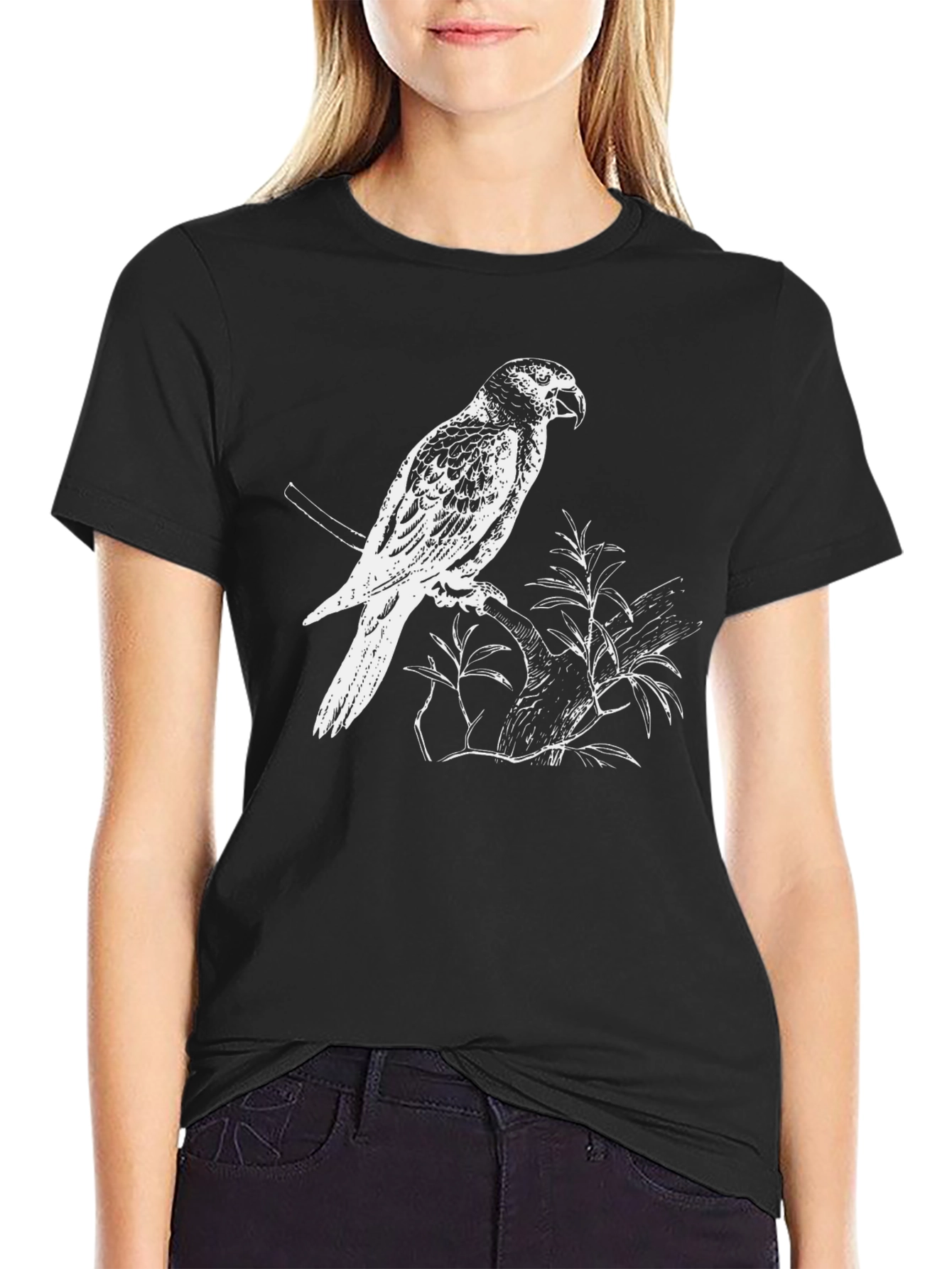 Parrot Graphic Tee - Black Cotton Casual Shirt