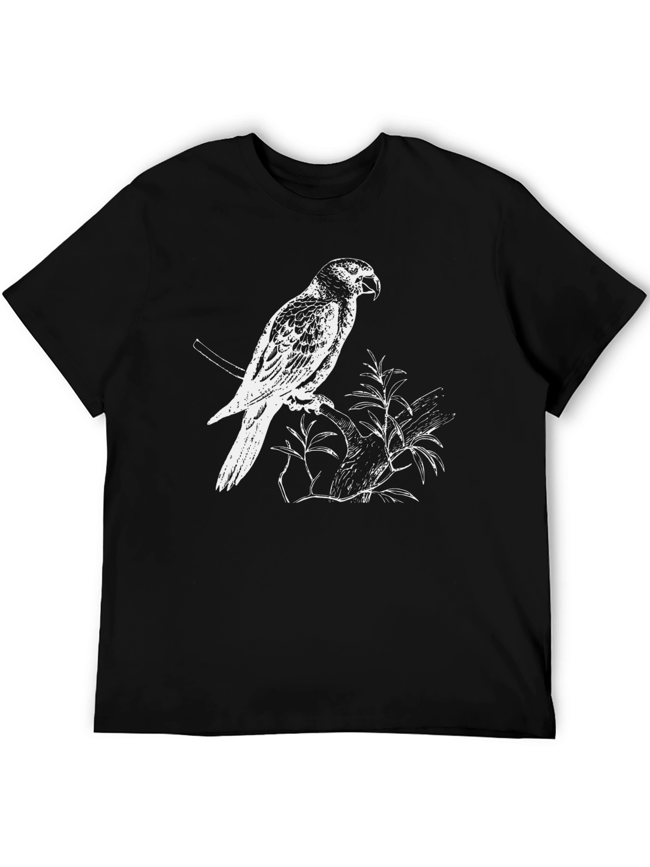 Parrot Graphic Tee - Black Cotton Casual Shirt