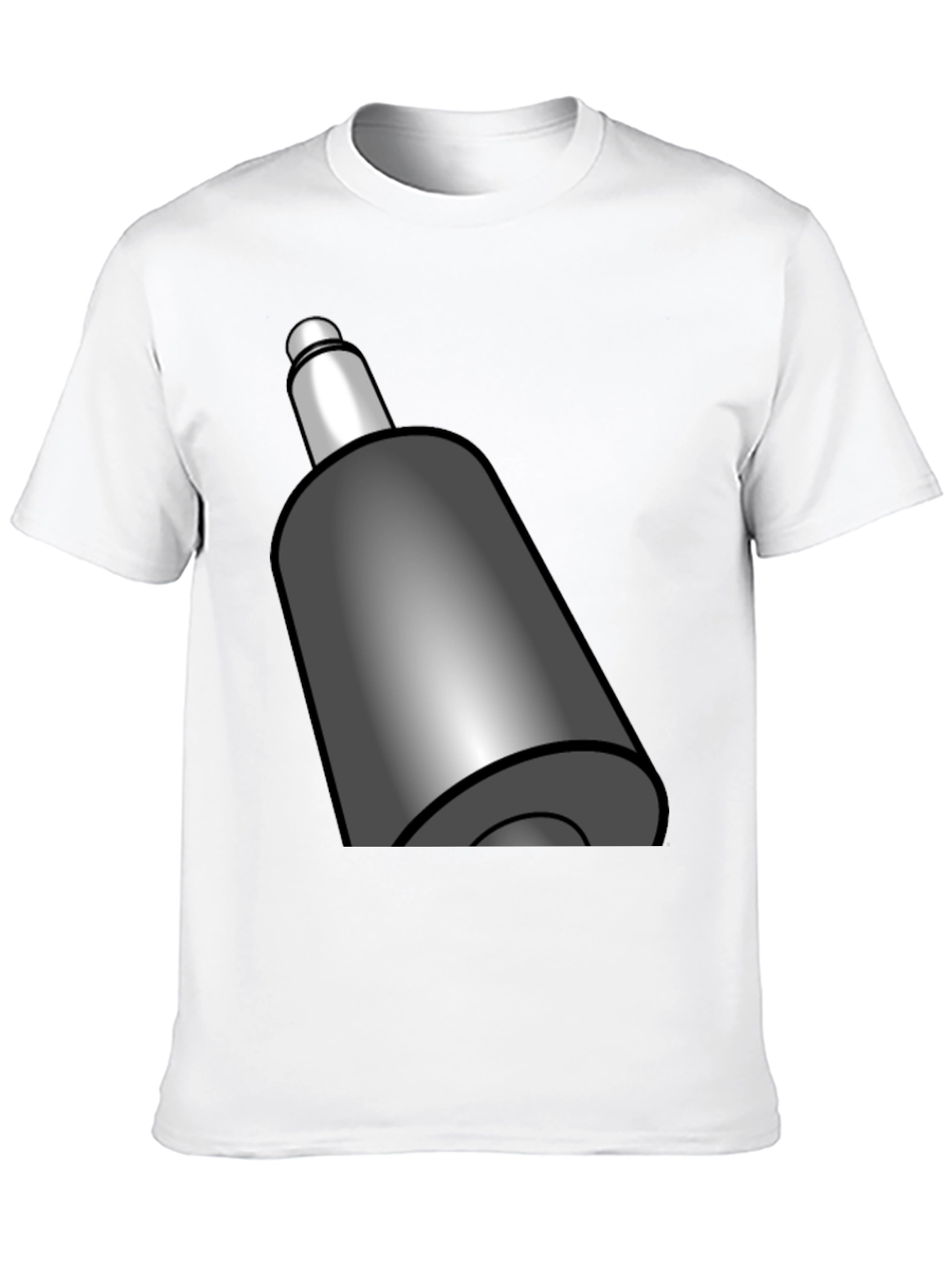 Novelty Black T-Shirt with Cartoony Gray Bullet Design