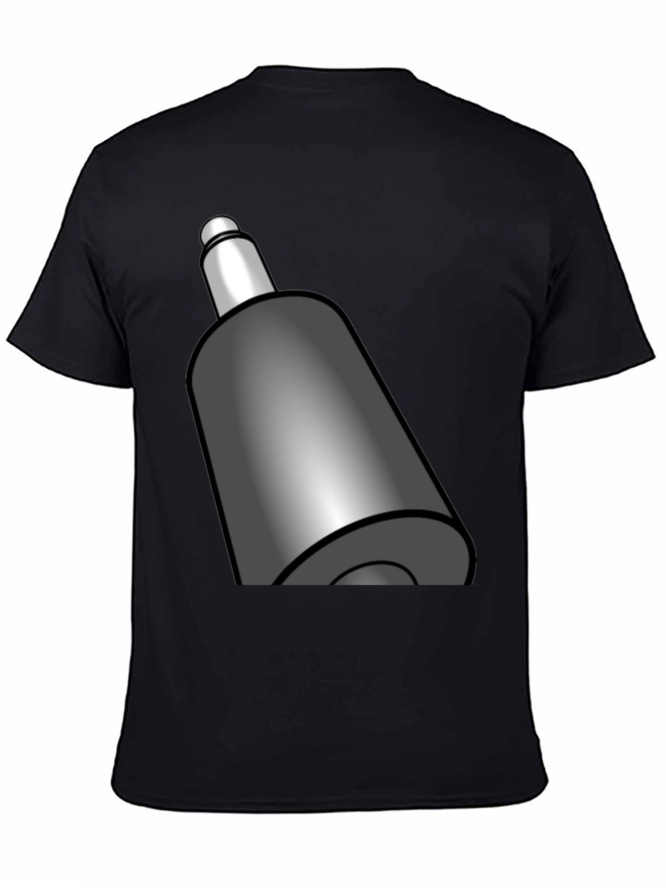 Novelty Black T-Shirt with Cartoony Gray Bullet Design