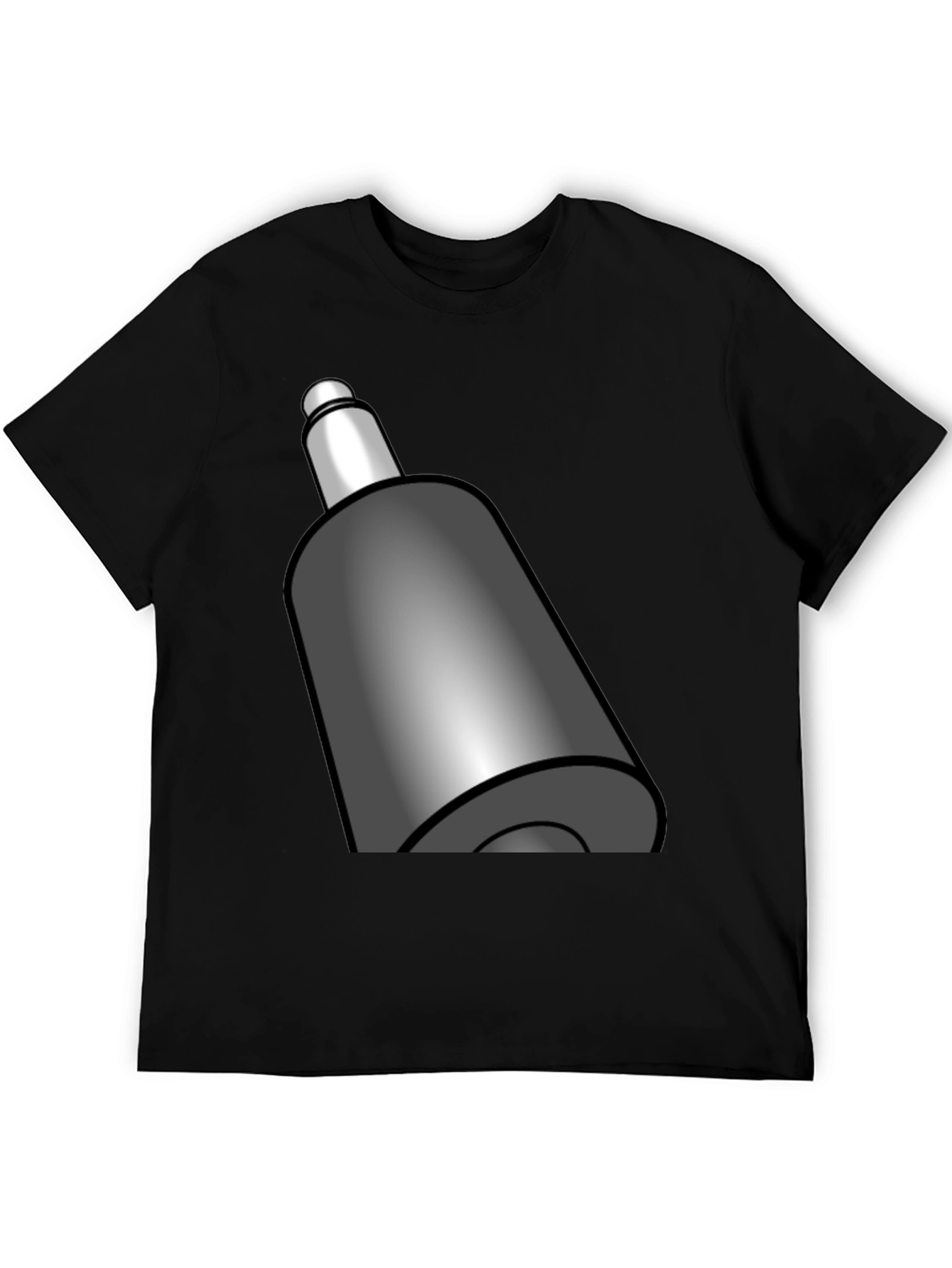 Novelty Black T-Shirt with Cartoony Gray Bullet Design