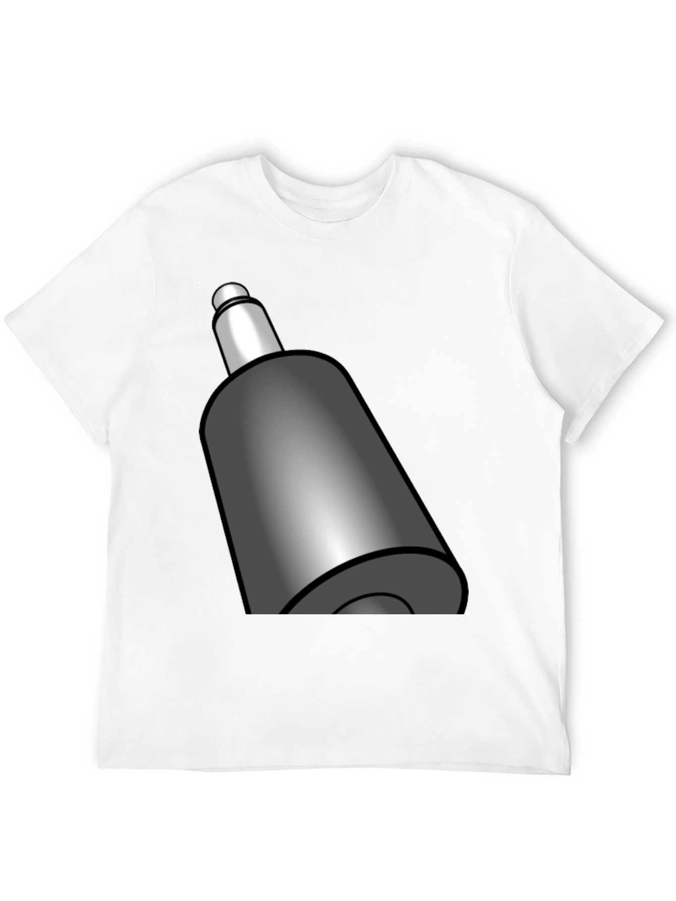 Novelty Black T-Shirt with Cartoony Gray Bullet Design
