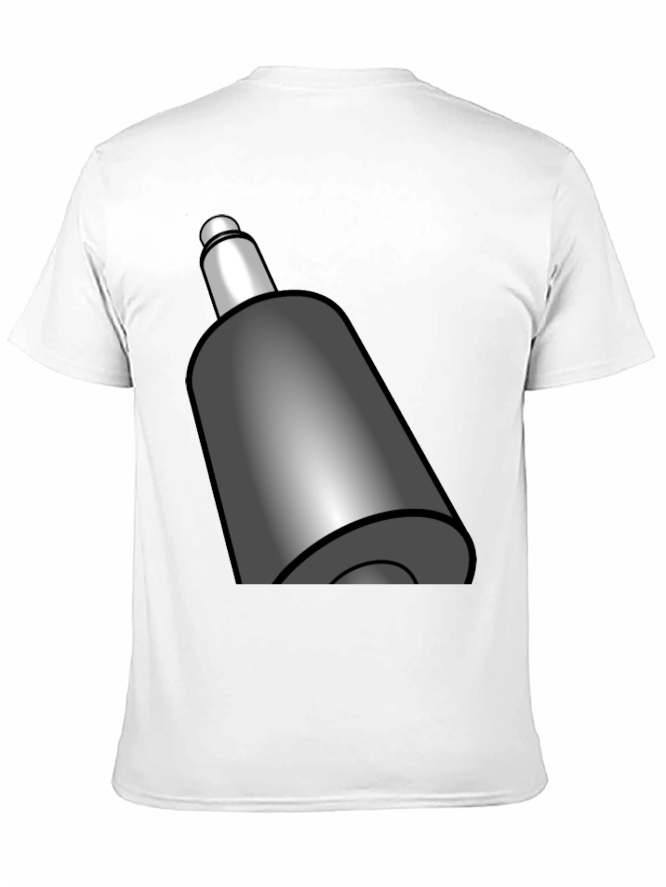 Novelty Black T-Shirt with Cartoony Gray Bullet Design
