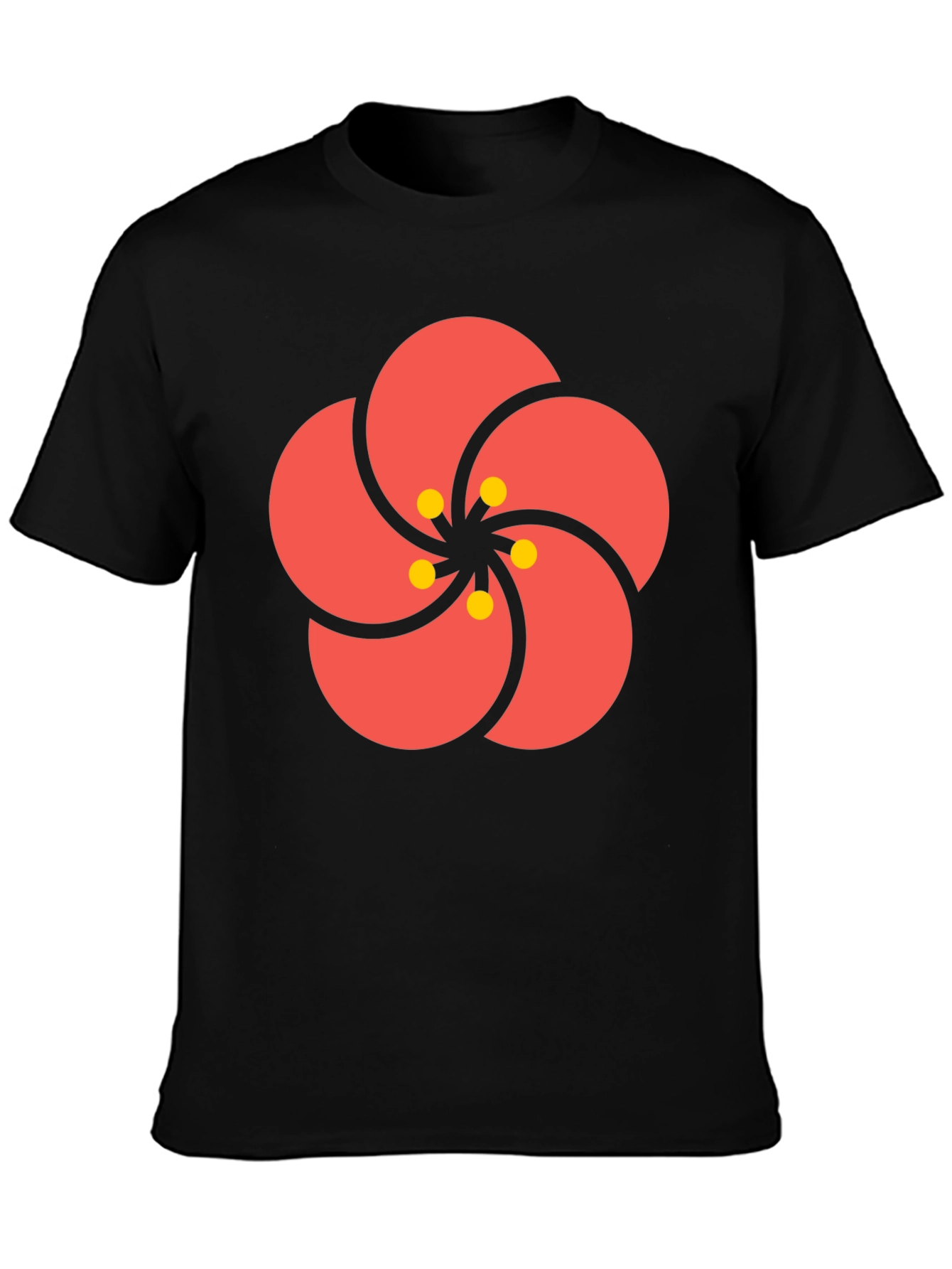 Stylish Black Tee with Floral Print
