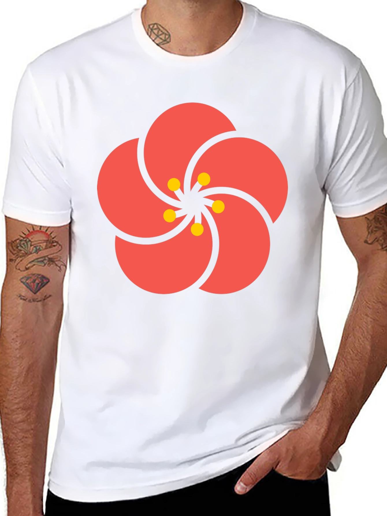 Stylish Black Tee with Floral Print