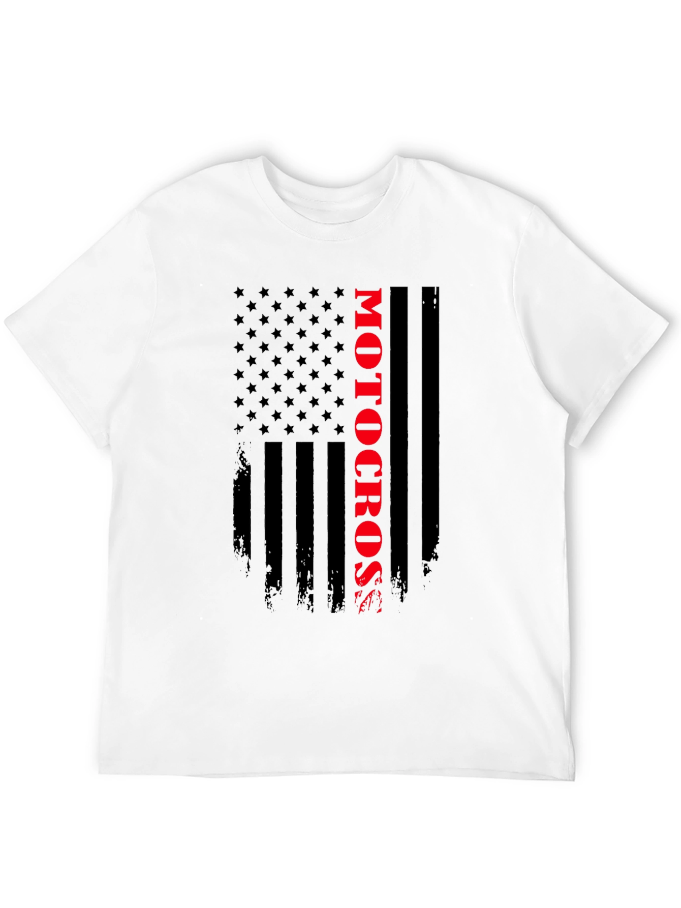 Motocross American Flag Black T-Shirt