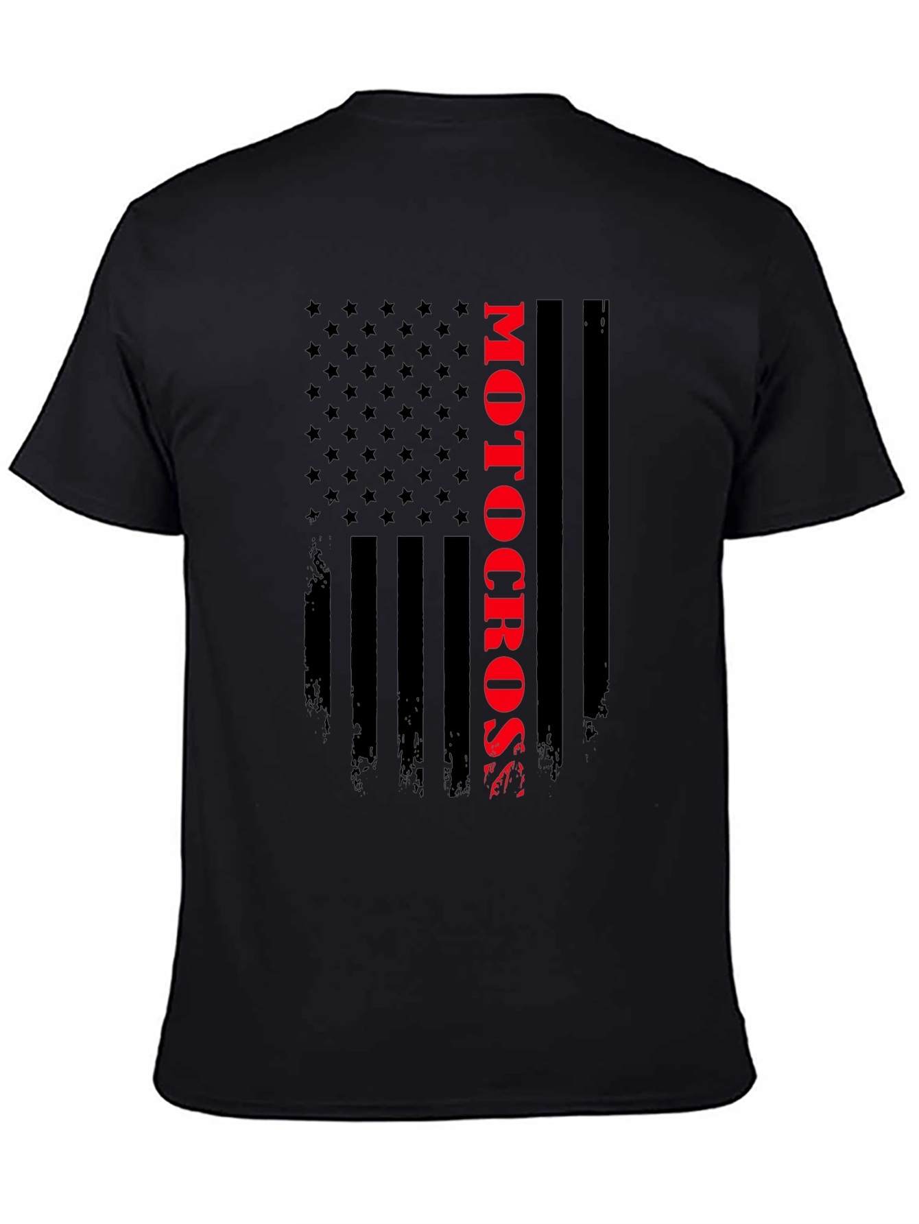 Motocross American Flag Black T-Shirt