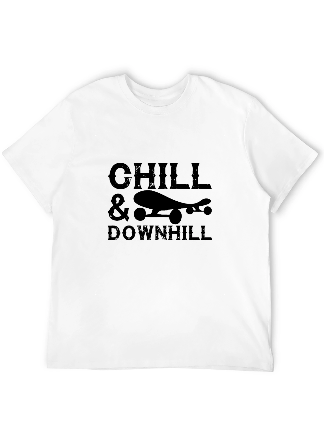 Chill & Downhill Skateboard Graphic Tee - Black