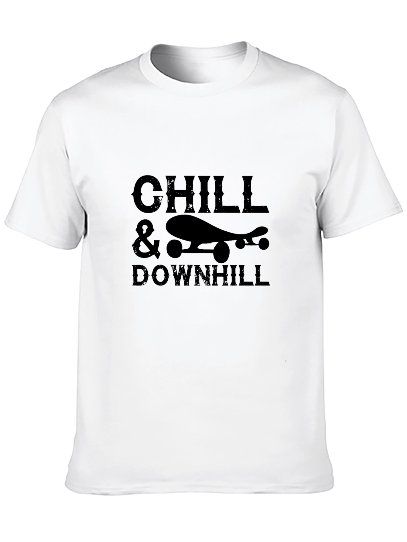 Chill & Downhill Skateboard Graphic Tee - Black