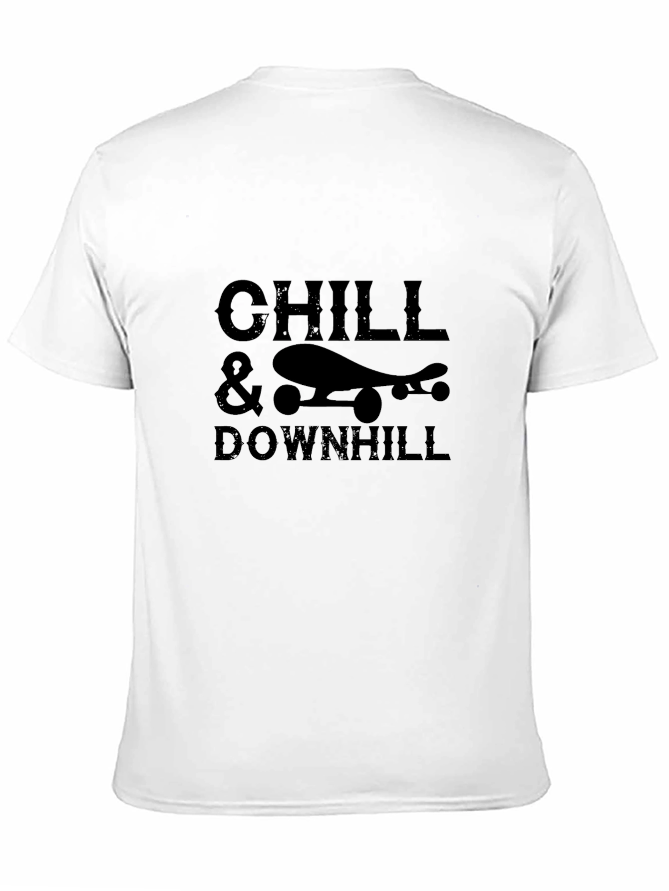 Chill & Downhill Skateboard Graphic Tee - Black