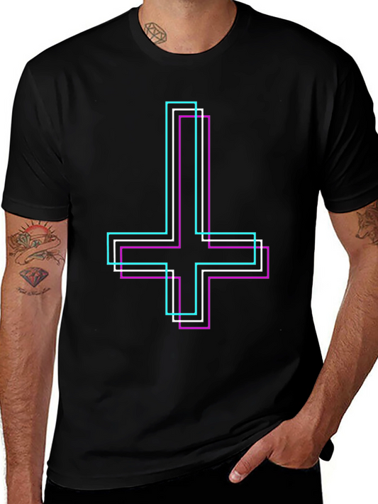 Inverted Cross Graphic Tee - Trendy Emo Style