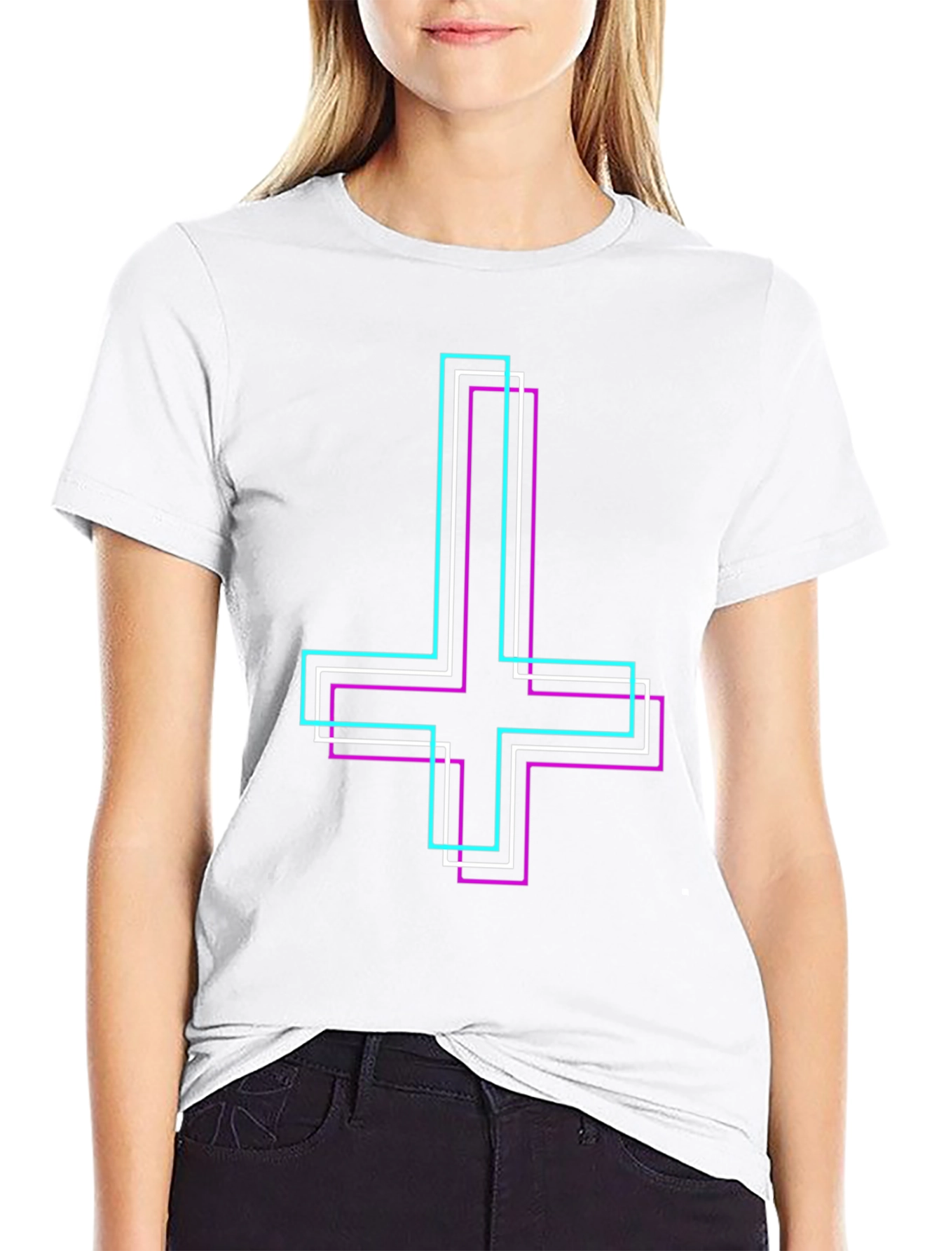 Inverted Cross Graphic Tee - Trendy Emo Style