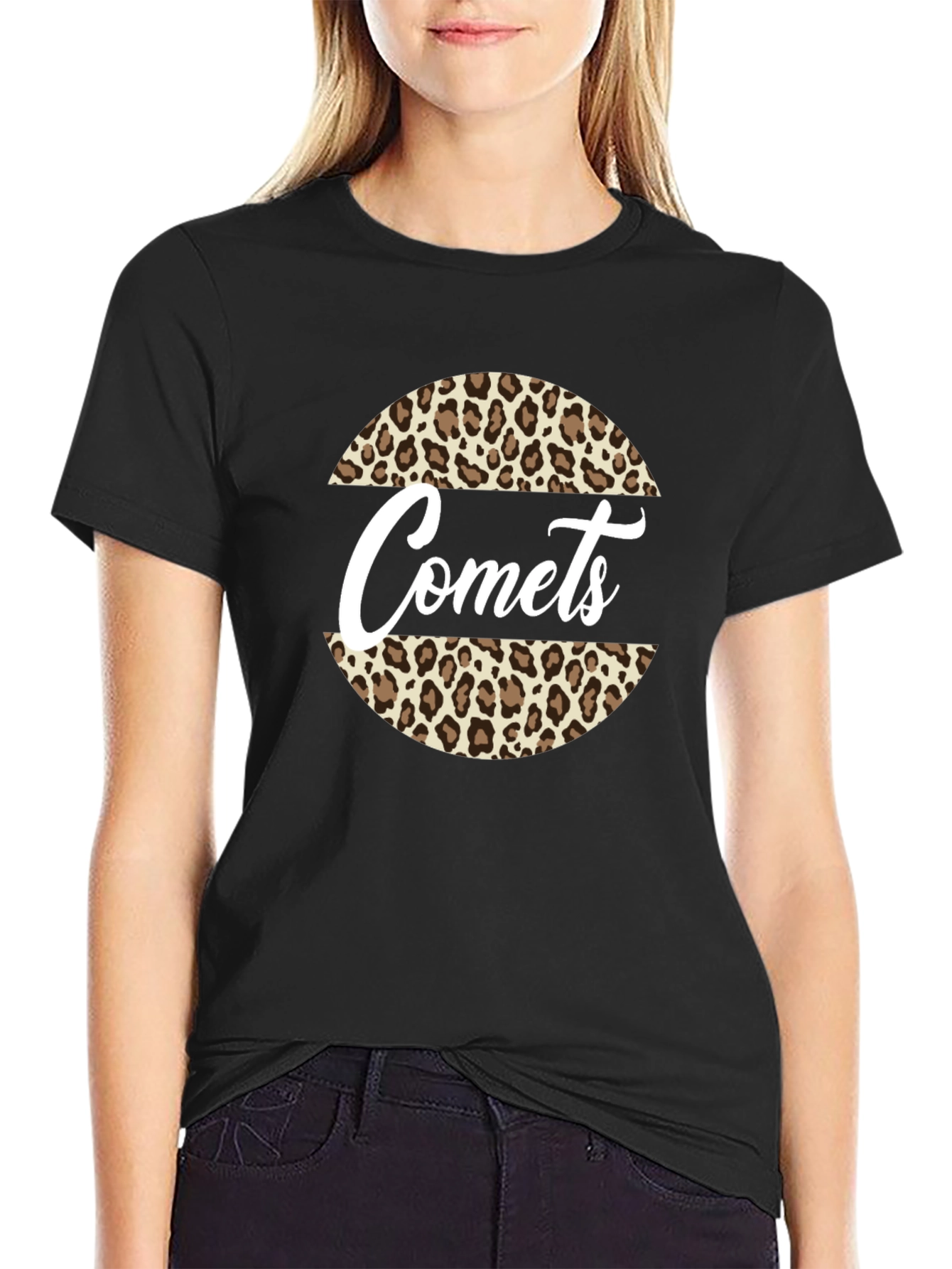 Comets Leopard Print Graphic T-Shirt