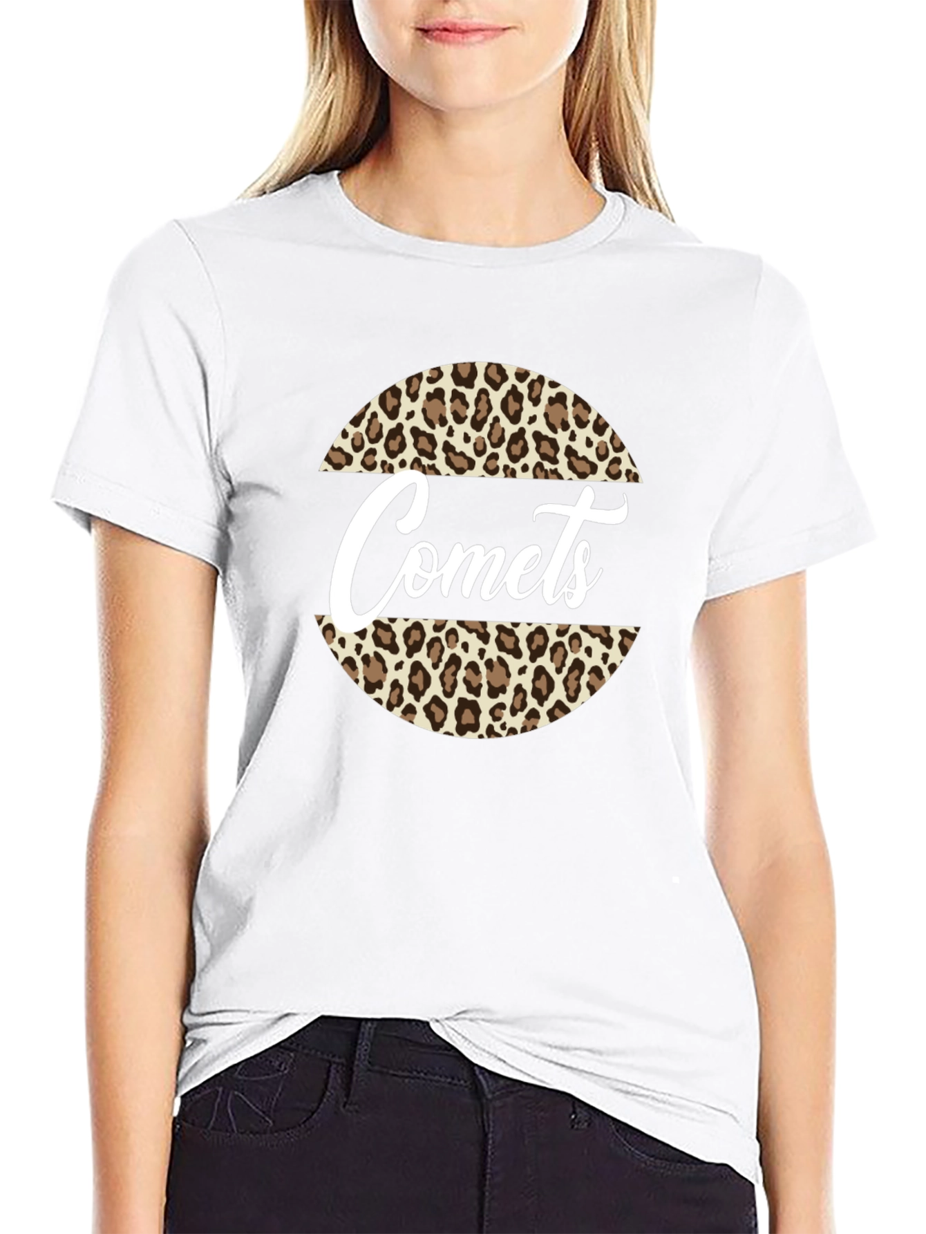 Comets Leopard Print Graphic T-Shirt