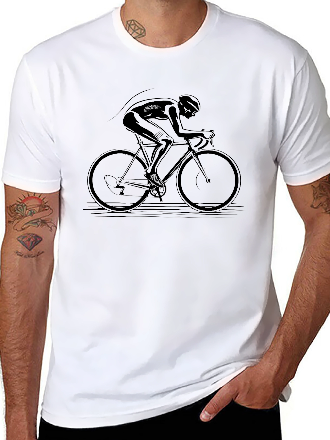 Black Bicycle Rider Graphic T-Shirt
