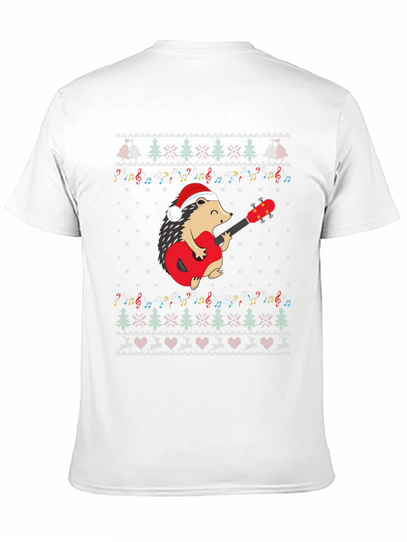 Festive Hedgehog Guitarist Christmas T-Shirt