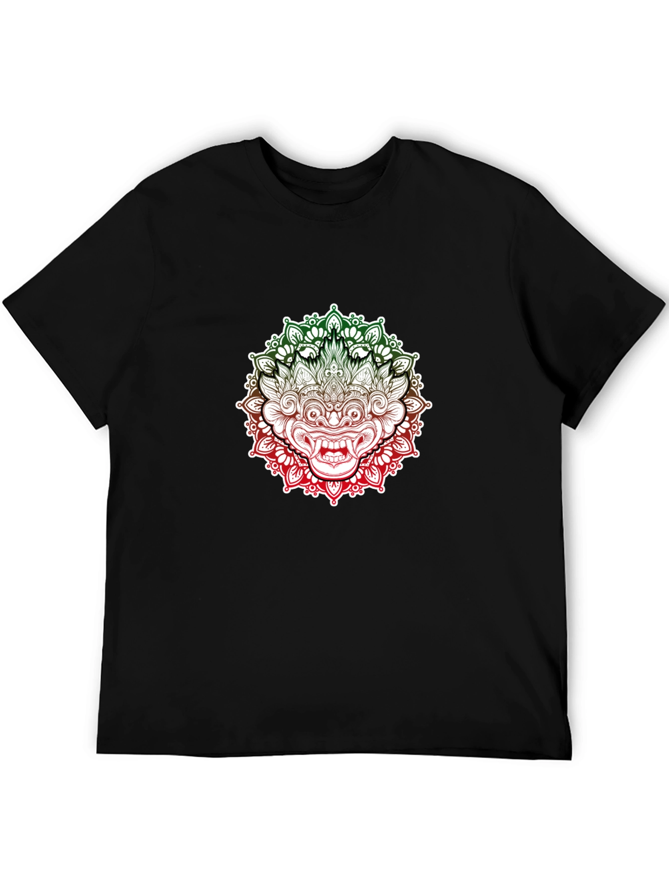 Barong Mandala Graphic Tee - Black Cotton Shirt