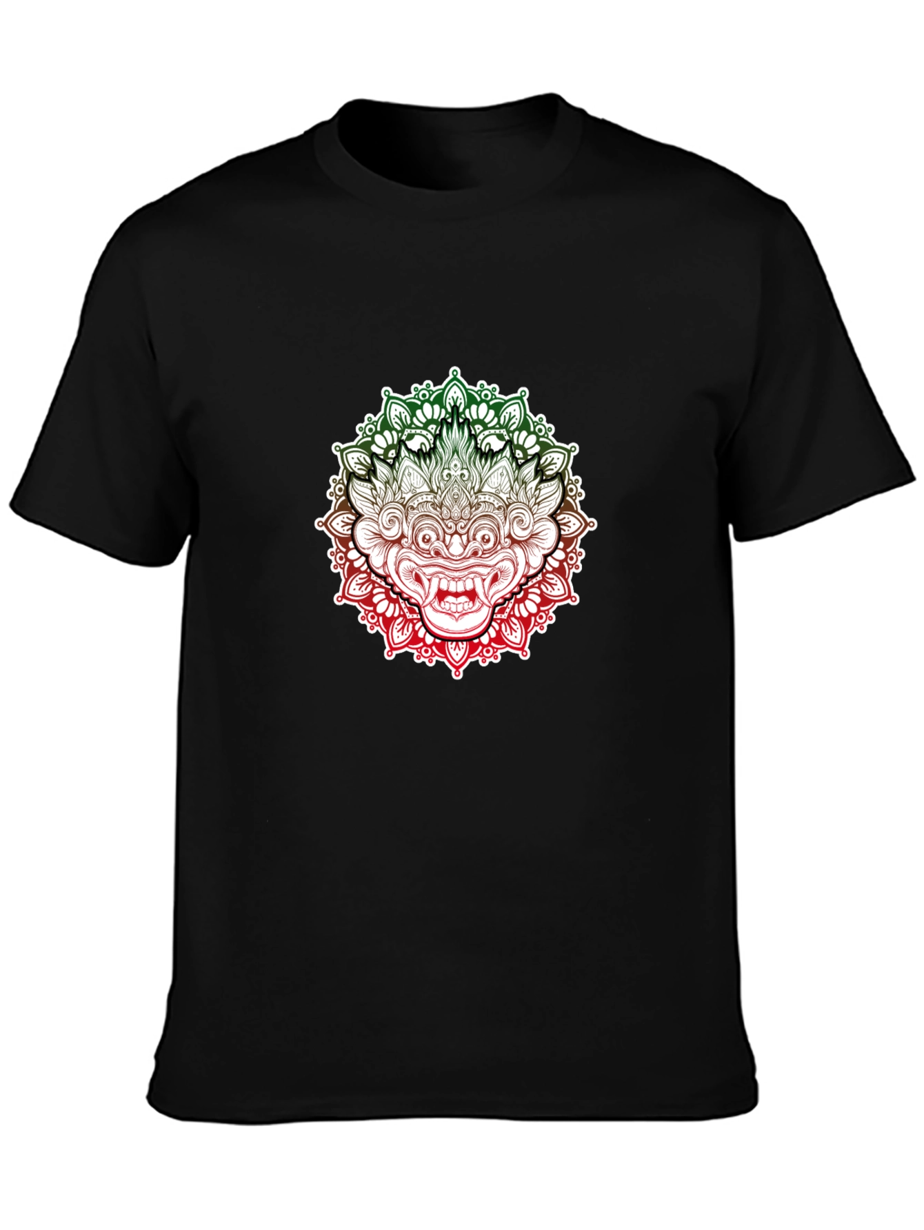 Barong Mandala Graphic Tee - Black Cotton Shirt