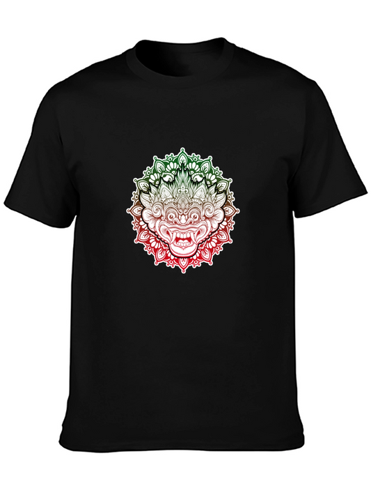 Barong Mandala Graphic Tee - Black Cotton Shirt