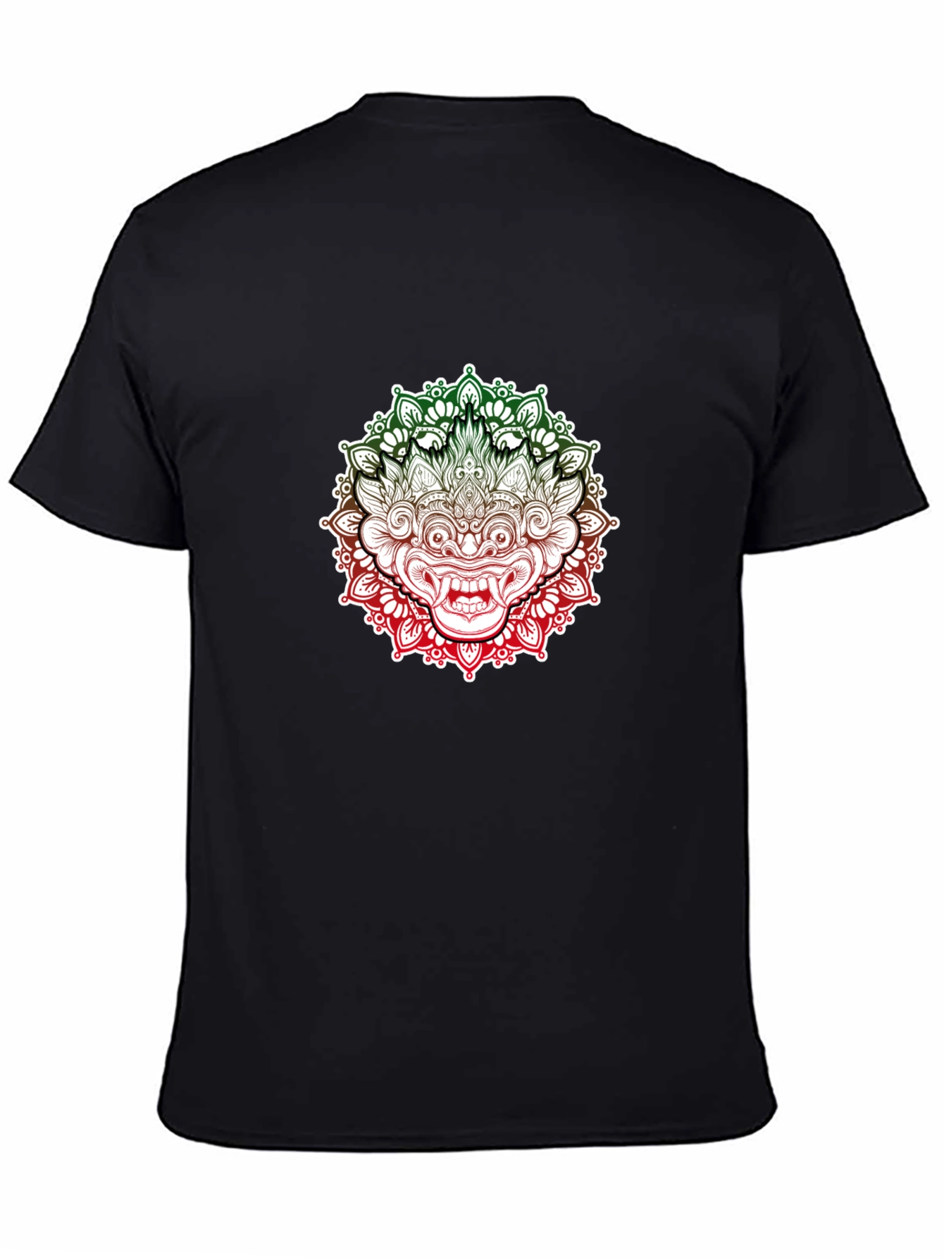 Barong Mandala Graphic Tee - Black Cotton Shirt