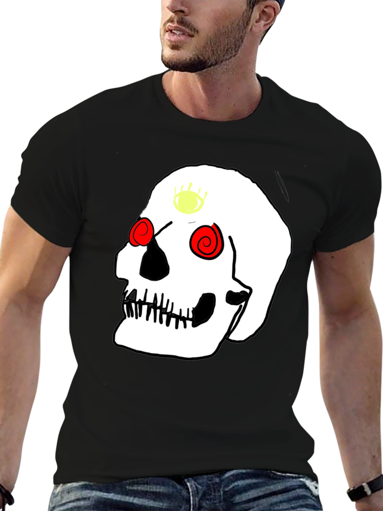 Skull Graphic Tee - Black Casual T-Shirt