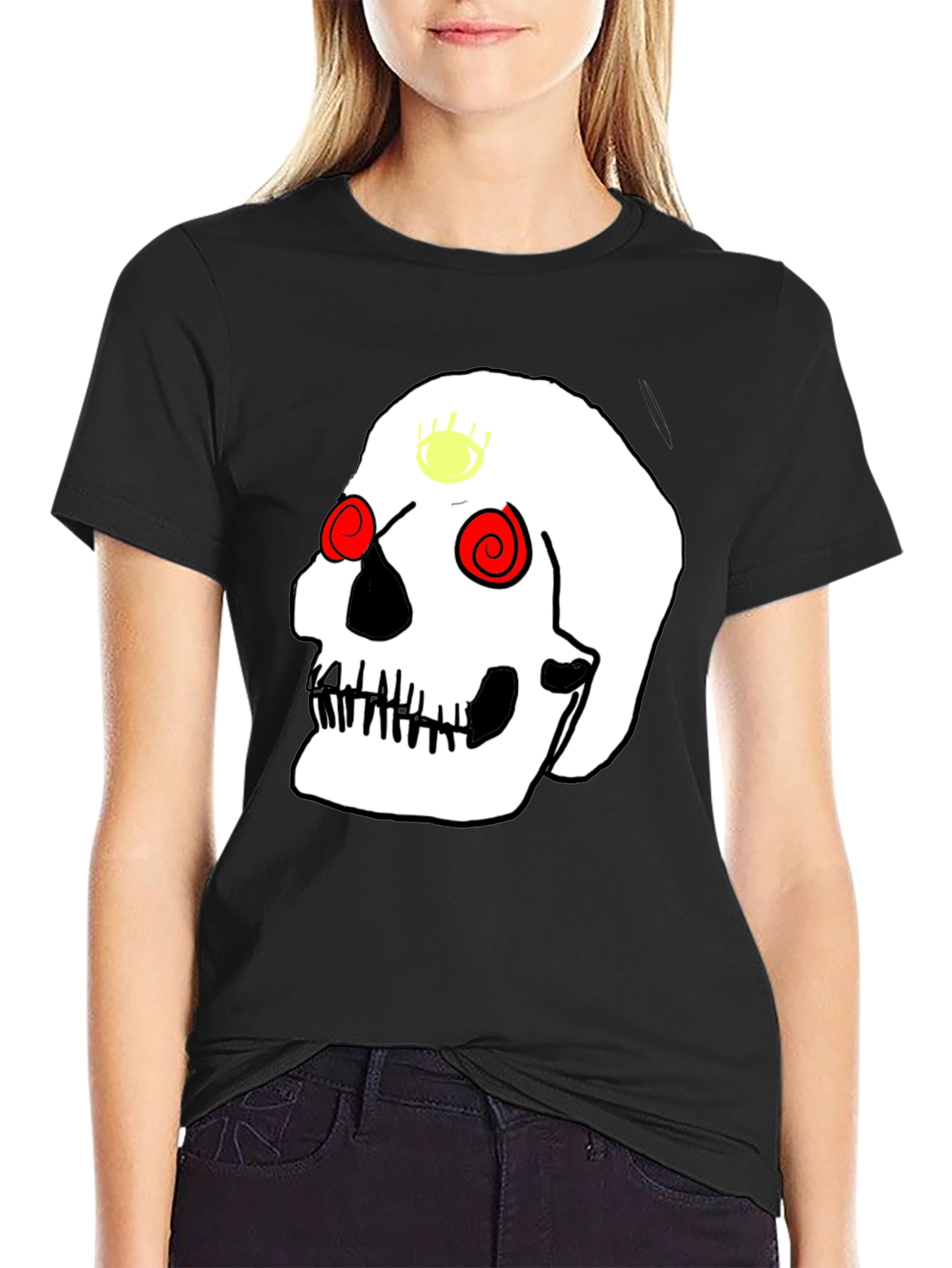 Skull Graphic Tee - Black Casual T-Shirt