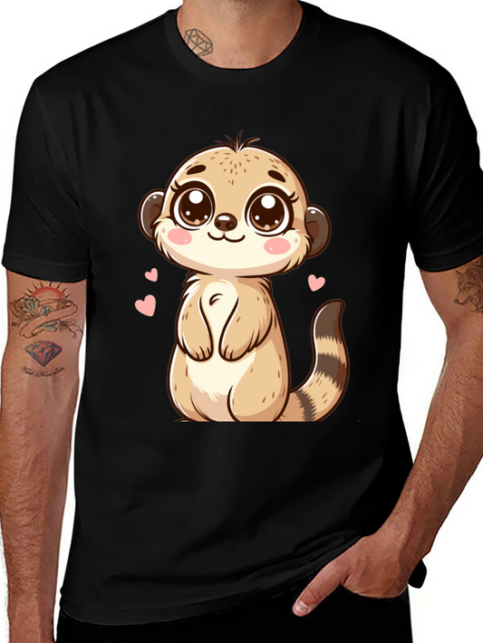 Cute Meerkat Cartoon Black T-Shirt