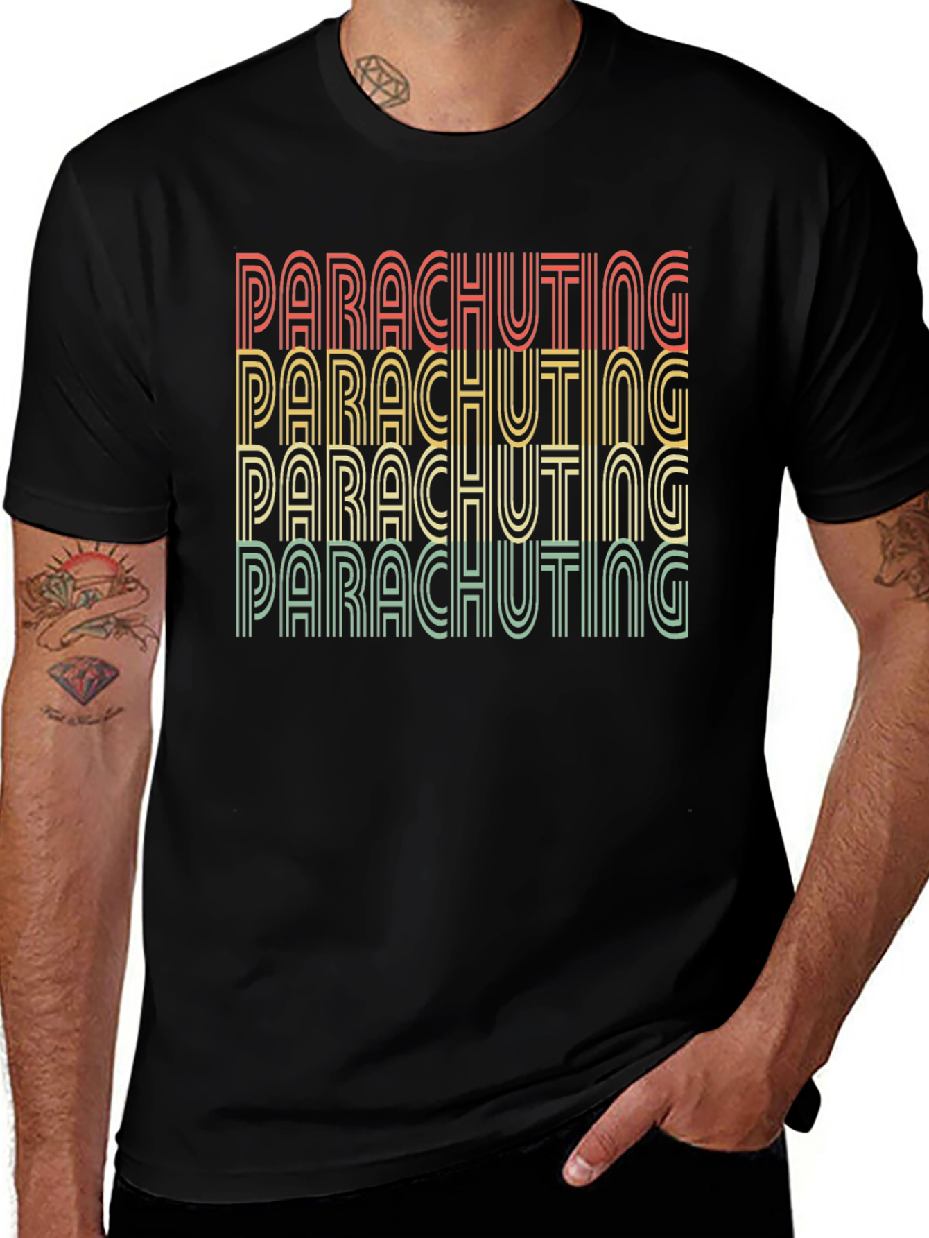 Retro Parachuting Graphic T-Shirt