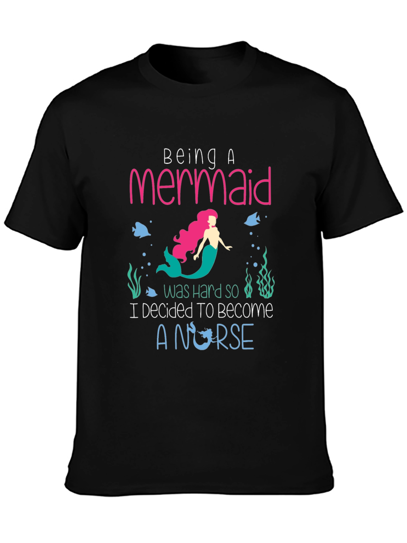Mermaid Nurse Graphic Tee - Novelty T-Shirt